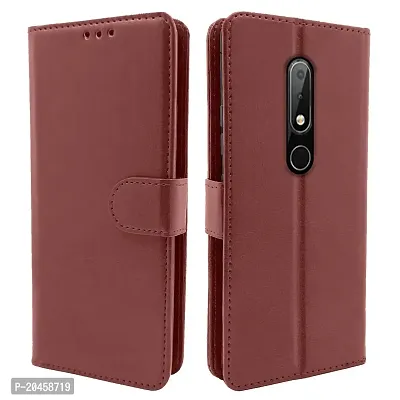 Blackpool Nokia 6.1 Plus / 6.1+ Flip Cover Leather Wallet Case for Nokia 6.1 Plus / 6.1+ Brown