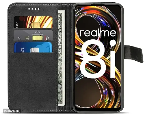 Blackpool Realme Narzo 50, Realme 8i Wallet Case Flip Cover (Black)-thumb3