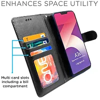 Blackpool Oppo A3S / Realme C1 Flip Case Leather Finish | Inside TPU with Card Pockets | Wallet Stand and Shock Proof | Magnetic Closing | Complete Protection Flip Cover for Oppo A3S / Realme C1 (Black)-thumb1