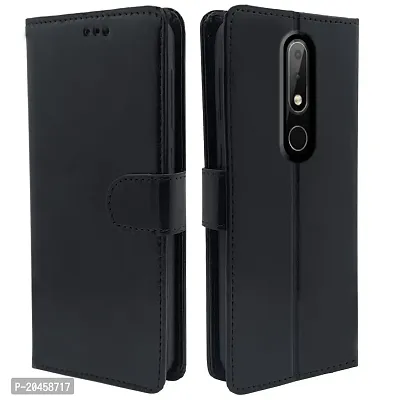 Blackpool Nokia 6.1 Plus Flip Case | Vintage Leather Finish | Inside TPU with Card Pockets | Wallet Stand | Magnetic Closing | Flip Cover for Nokia 6.1 Plus (Black)