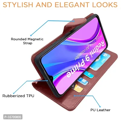 Blackpool Poco M2 / Redmi 9 Prime Flip Cover Case | Leather flip Back Covers Cases for Poco M2/Redmi 9 Prime (Brown)-thumb3