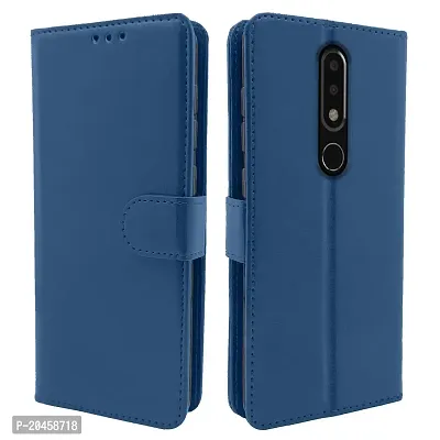 Blackpool Nokia 6.1 Plus / 6.1+ Flip Case Leather Finish | Inside TPU with Card Pockets | Wallet Stand and Shock Proof | Magnetic Closing | Complete Protection Flip Cover for Nokia 6.1 Plus / 6.1+ (Blue)