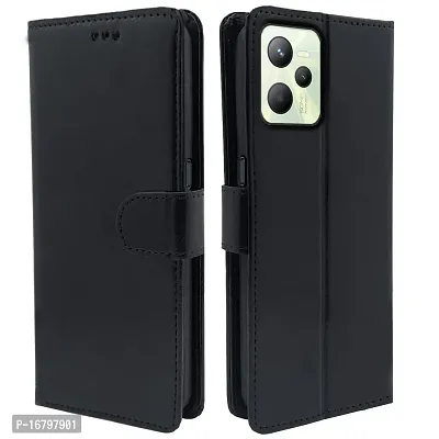 Blackpool Realme Narzo 50A Prime / Realme C35 Flip Cover | Leather Finish | Inside Pockets  Inbuilt Stand | Shockproof Wallet Style Magnetic Closure Back Cover Case for Realme Narzo 50A Prime / Realme C35 (Black)