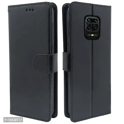 Blackpool Redmi Note 9 Pro / Redmi Note 9 Pro Max / Poco M2 Pro/Redmi Note 10 Lite Flip Cover Leather Finish | Inside TPU with Card Pockets | Wallet Stand | Complete Protection Flip Case (Black)