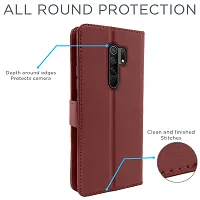 Blackpool Poco M2 / Redmi 9 Prime Flip Cover Case | Leather flip Back Covers Cases for Poco M2/Redmi 9 Prime (Brown)-thumb3