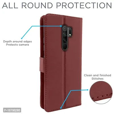 Blackpool Poco M2 / Redmi 9 Prime Flip Cover Case | Leather flip Back Covers Cases for Poco M2/Redmi 9 Prime (Brown)-thumb4