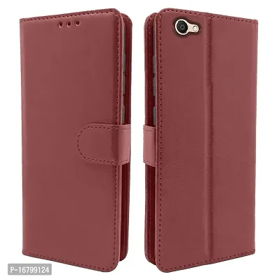 Blackpool Vivo V5 / V5S / Y66 / Y67 Flip Case Leather Finish | Inside TPU with Card Pockets | Wallet Stand and Shock Proof | Magnetic Closing | Complete Protection Flip Cover (Brown)-thumb0