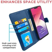 Blackpool Oppo A3S / Realme C1 Flip Case Leather Finish | Inside TPU with Card Pockets | Wallet Stand and Shock Proof | Magnetic Closing | Complete Protection Flip Cover for Oppo A3S / Realme C1 (Blue)-thumb1