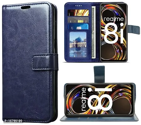Blackpool Realme Narzo 50, Realme 8i Wallet Case Flip Cover (Blue)-thumb2