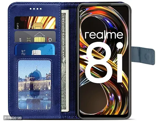 Blackpool Realme Narzo 50, Realme 8i Wallet Case Flip Cover (Blue)-thumb3