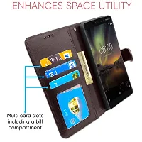 Blackpool Nokia 6.1 Plus / 6.1+ Flip Case Leather Finish | Inside TPU with Card Pockets | Wallet Stand and Shock Proof | Magnetic Closing | Complete Protection Flip Cover (Coffee)-thumb2