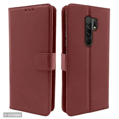 Blackpool Poco M2 / Redmi 9 Prime Flip Cover Case | Leather flip Back Covers Cases for Poco M2/Redmi 9 Prime (Brown)-thumb0