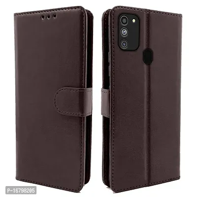Blackpool Samsung Galaxy M30s / M21 / M21 2021 Flip Cover| PU Leather Finish | 360 Protection | Wallet  Stand | Strong Magnetic Flip Case for Samsung Galaxy M30s / M21 / M21 2021 (Coffee)