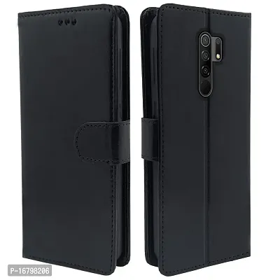 Balkans Poco M2 / Redmi 9 Prime Flip Cover Case | Leather flip Back Covers Cases for Poco M2/Redmi 9 Prime (Black)-thumb0