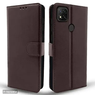 Balkans Redmi 9 / Redmi 9C / Redmi 9 Activ / Redmi 10A / Poco C31 / 10A Sport Sport Flip Cover | Leather Finish | Inside Pockets  Inbuilt Stand | Shockproof Wallet Style Magnetic Closure (Coffee)-thumb0