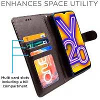 Balkans Vivo Y12S Y20 Y20I Y20G Flip Case Leather Finish Inside Tpu With Card Pockets Wallet Stand And Shock Proof Magnetic Closing Coffee-thumb2