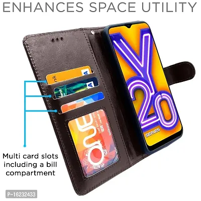 Balkans Vivo Y12S Y20 Y20I Y20G Flip Case Leather Finish Inside Tpu With Card Pockets Wallet Stand And Shock Proof Magnetic Closing Coffee-thumb3