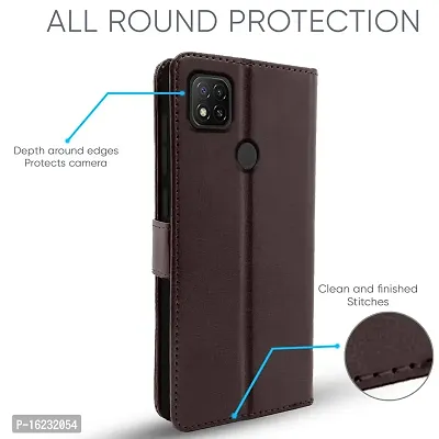 Balkans Redmi 9 / Redmi 9C / Redmi 9 Activ / Redmi 10A / Poco C31 / 10A Sport Sport Flip Cover | Leather Finish | Inside Pockets  Inbuilt Stand | Shockproof Wallet Style Magnetic Closure (Coffee)-thumb3