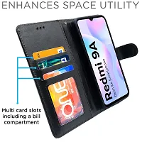 Blackpool Redmi 9A / 9i / 9A Sport Flip Cover Leather Finish | Inside TPU with Card Pockets | Wallet Stand and Shock Proof | Complete Protection Flip Case (Black)-thumb2