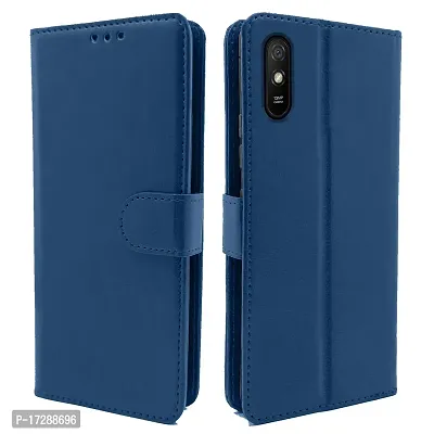 Blackpool Redmi 9A / 9i / 9A Sport Leather Flip Cover Wallet Case for Redmi 9A / 9i / 9A Sport (Blue Vintage)