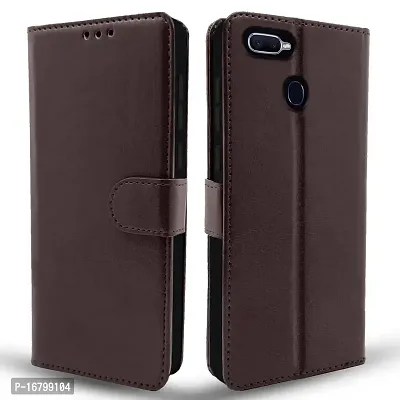 Blackpool Oppo A3S / Realme C1 Flip Case Leather Finish | Inside TPU with Card Pockets | Wallet Stand and Shock Proof | Magnetic Closing | Complete Protection Flip Cover for Oppo A3S / Realme C1 (Coffee)-thumb0