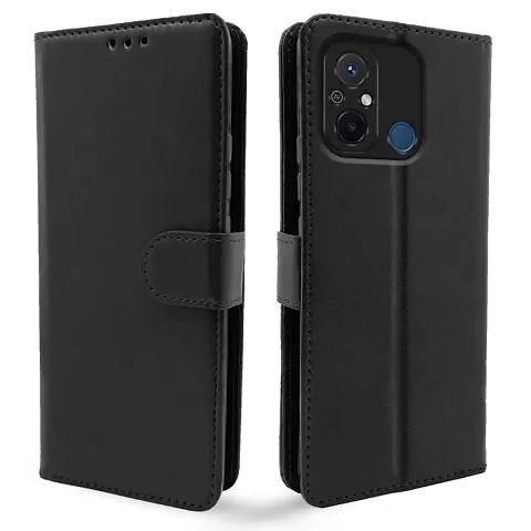 Balkans Redmi 12C Flip Cover Leather Finish | Inside TPU with Card Pockets | Wallet Stand and Shock Proof | Complete Protecti