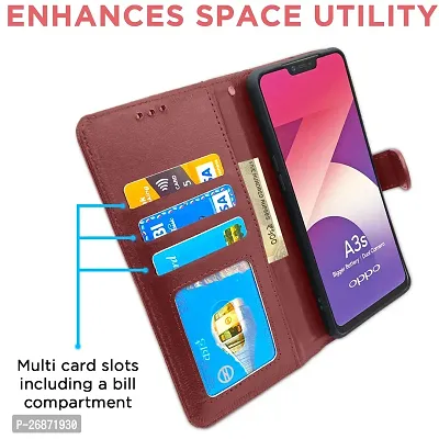 Balkans Oppo A3S / Realme C1 Flip Case Leather Finish | Inside TPU with Card Pockets | Wallet Stand and Shock Proof | Magnetic Closing | Complete Protection Flip Cover for Oppo A3S / Realme C1 (Brown)-thumb4