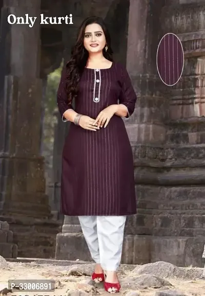 Stylish Maroon Cotton Striped Kurta For Women-thumb0