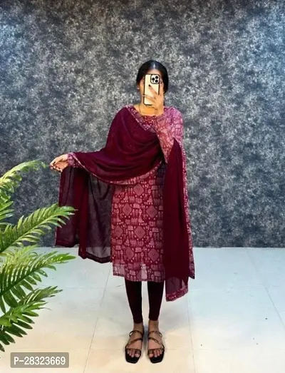 Classic Cotton Printed Kurta, Bottom and Dupatta Set