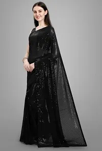 Stylish Black Georgette Embellished Saree With Blouse Piece For Women-thumb3