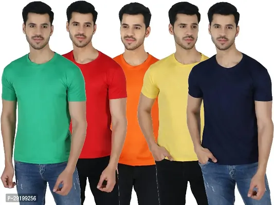 Stylish Polyester Tees For Men Pack of 5-thumb0