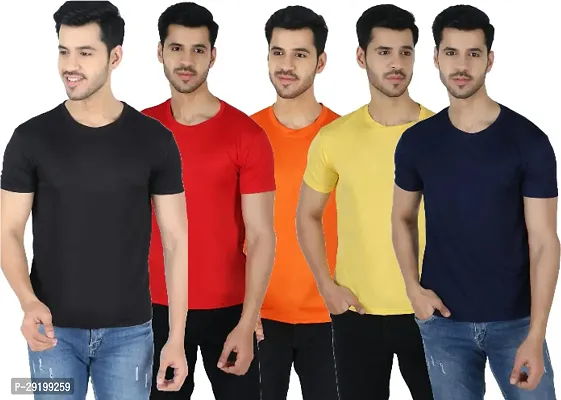 Stylish Polyester Tees For Men Pack of 5