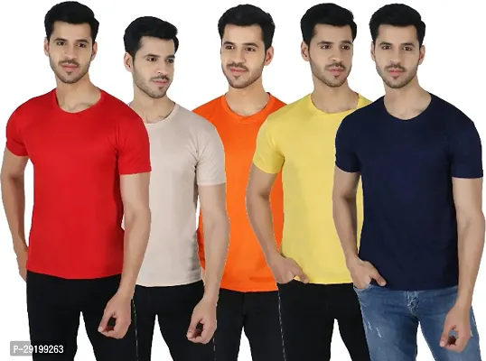 Stylish Polyester Tees For Men Pack of 5