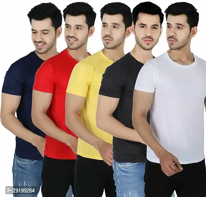 Stylish Polyester Tees For Men Pack of 5