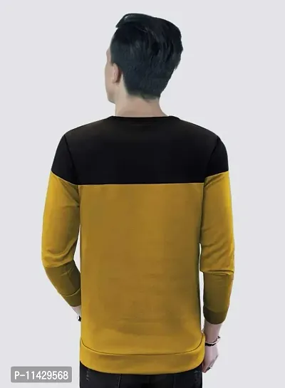 Reliable Yellow Cotton Self Pattern Round Neck Tees For Men-thumb2