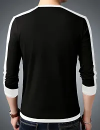 Reliable Black Cotton Self Pattern Round Neck Tees For Men-thumb1