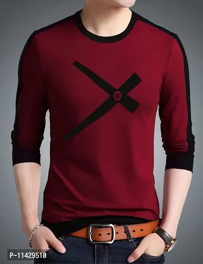 Reliable Maroon Cotton Printed Round Neck Tees For Men-thumb0