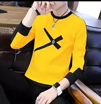 Reliable Yellow Cotton Printed Round Neck Tees For Men-thumb2