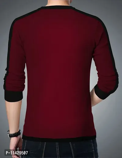 Reliable Maroon Cotton Printed Round Neck Tees For Men-thumb2