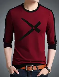 Reliable Maroon Cotton Printed Round Neck Tees For Men-thumb3