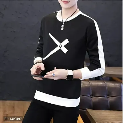 Reliable Black Cotton Self Pattern Round Neck Tees For Men-thumb4