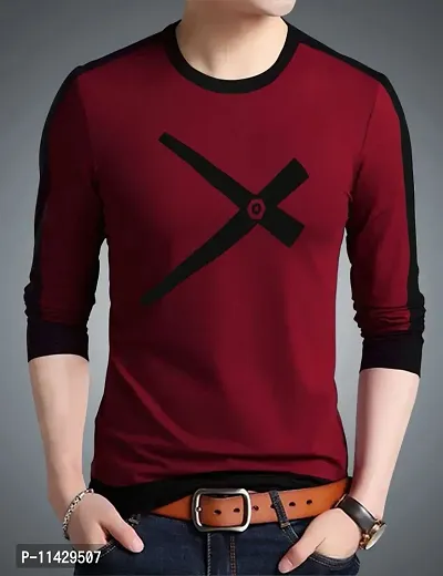 Reliable Maroon Cotton Printed Round Neck Tees For Men-thumb0