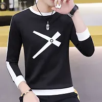 Reliable Black Cotton Self Pattern Round Neck Tees For Men-thumb2