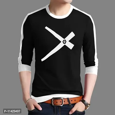 Reliable Black Cotton Self Pattern Round Neck Tees For Men-thumb5