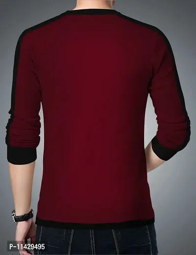 Reliable Maroon Cotton Printed Round Neck Tees For Men-thumb2