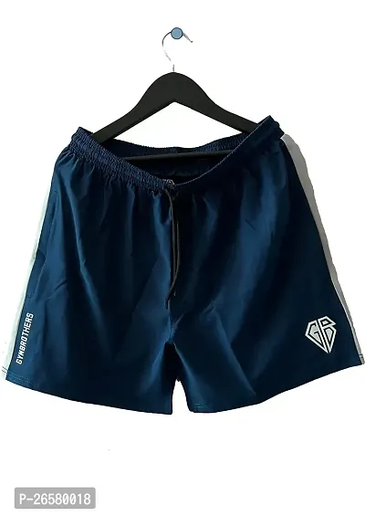Stylish Blue Polyester Solid Shorts For Men