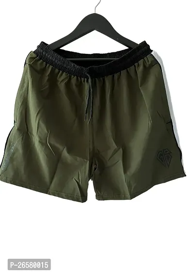 Stylish Green Polyester Solid Shorts For Men