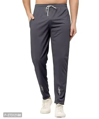 Stylish Grey Lycra Spandex Solid Regular Track Pants For Men