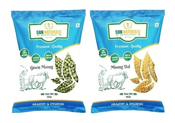 SRN Naturals Premium Combo Moong Dal + Green Moong | 1Kg + 1Kg | 2Kg
