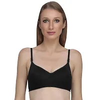 Liigne Women Padded Bra - Made of Pure Cotton Full Coverage Non Wired Seamless Pushup Soft Cup for T-Shirt Saree Dress Sports Garment for Daily Use Everyday in Red Black Cream Color-thumb2